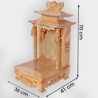 Bàn thờ thần tài mái chùa gỗ sồi size 41